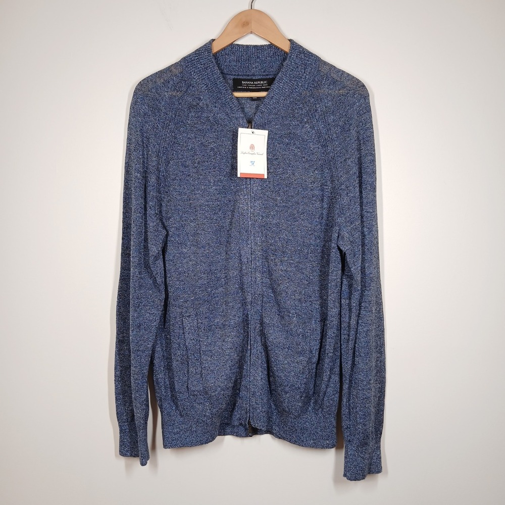 Banana Republic Blue Heather Zip Cardigan